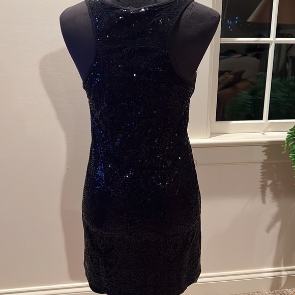 Black sequin bodycon racer back fully lined mini party dress - Picture 2 of 7